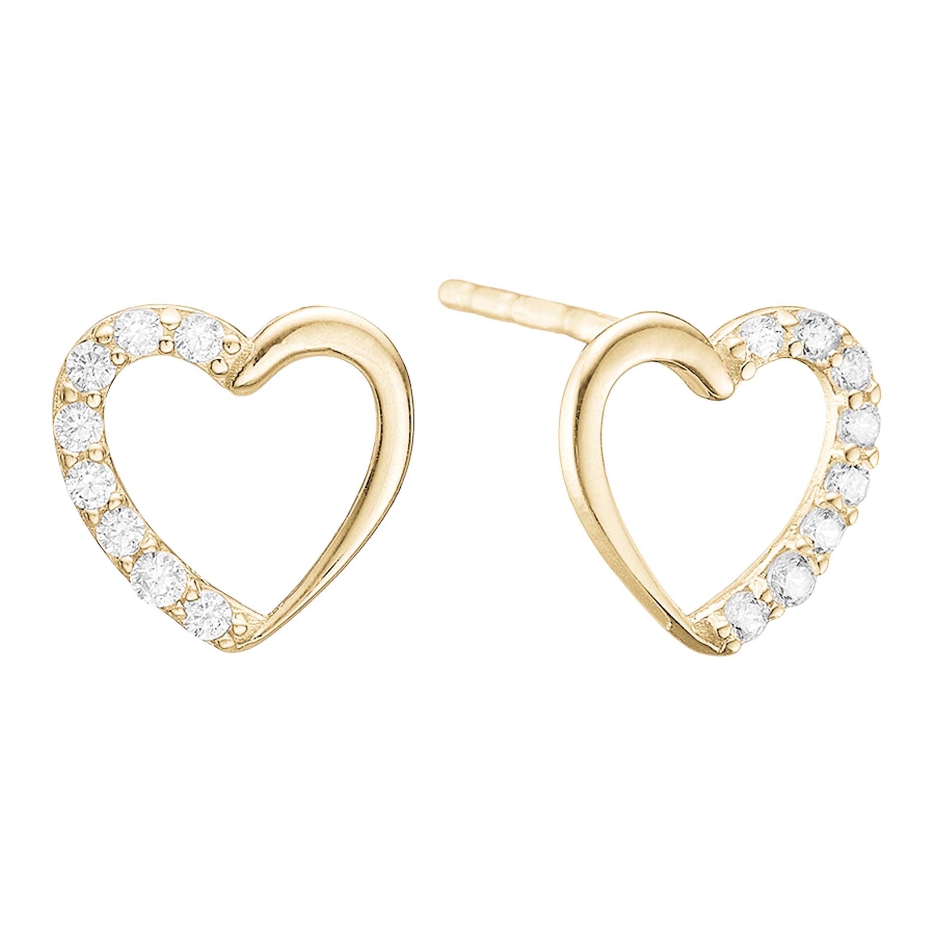 Hjerteørestikker i 8 karat guld med zirkonia fra Aagaard