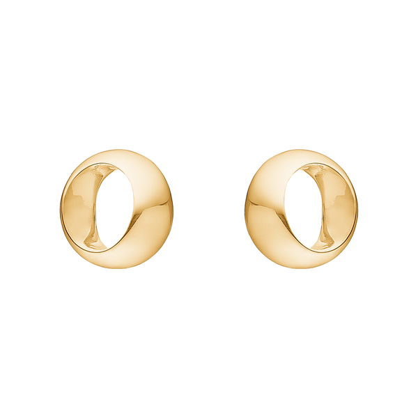 Aagaard ørestikker i 14 karat guld med organisk blankpoleret design.