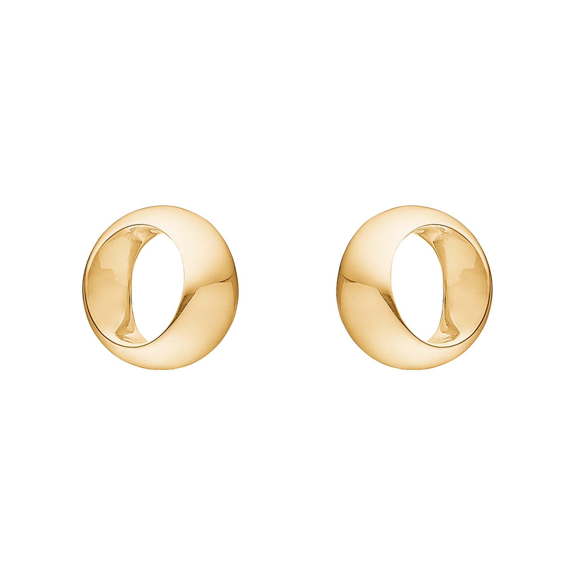 Aagaard ørestikker i 14 karat guld med organisk blankpoleret design.