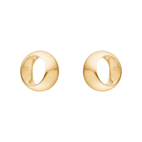 Aagaard ørestikker i 14 karat guld med organisk blankpoleret design.