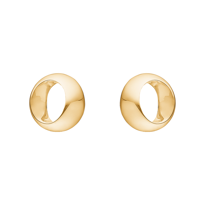 Aagaard ørestikker i 14 karat guld med organisk blankpoleret design.