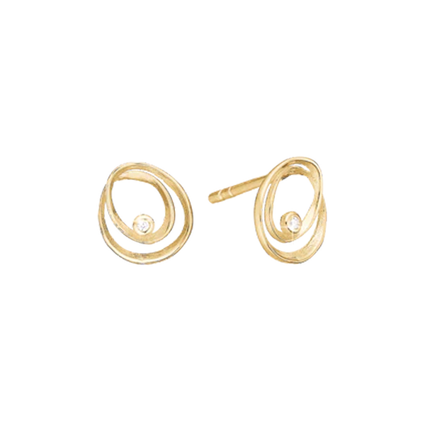 Aagaard ørestikker i 8 karat guld med cirkeldesign og 2 diamanter 0,14 ct