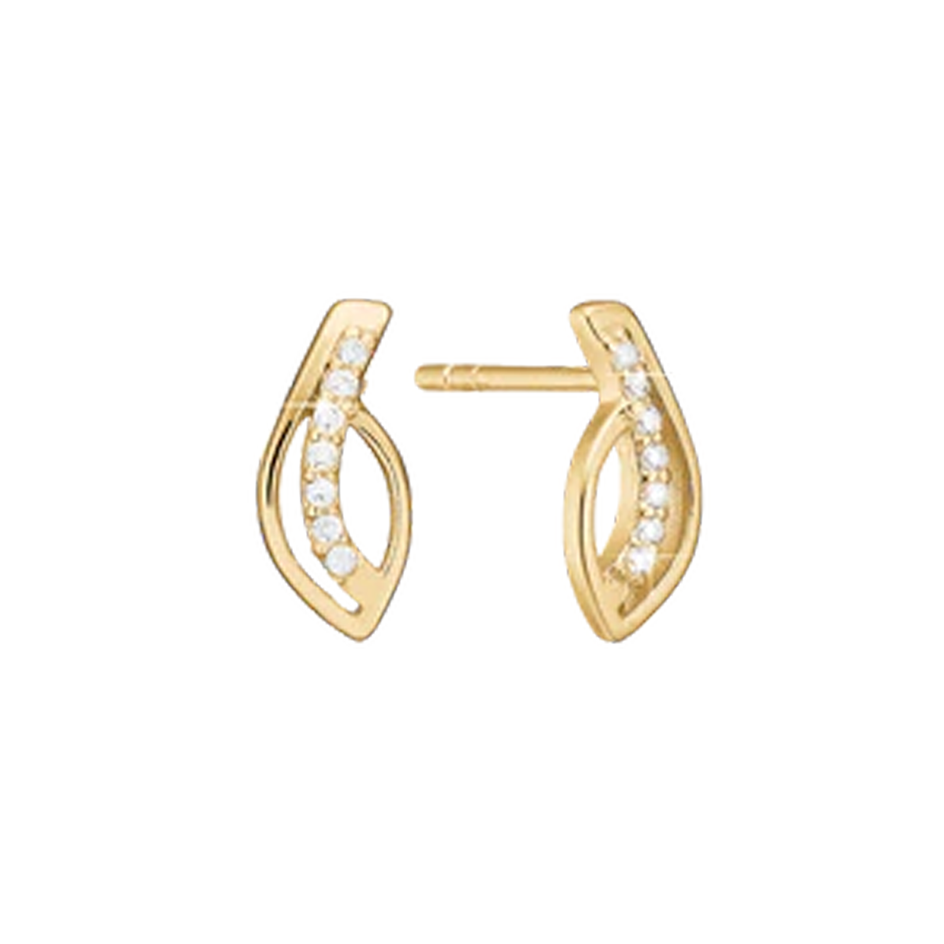 Aagaard ørestikker i 8 karat guld med spiraldesign og cubic zirkonia