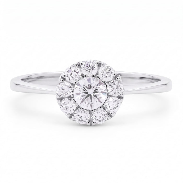 Alma ring i 18 karat hvidguld med 0,49 carat hvide diamanter og brillantslib