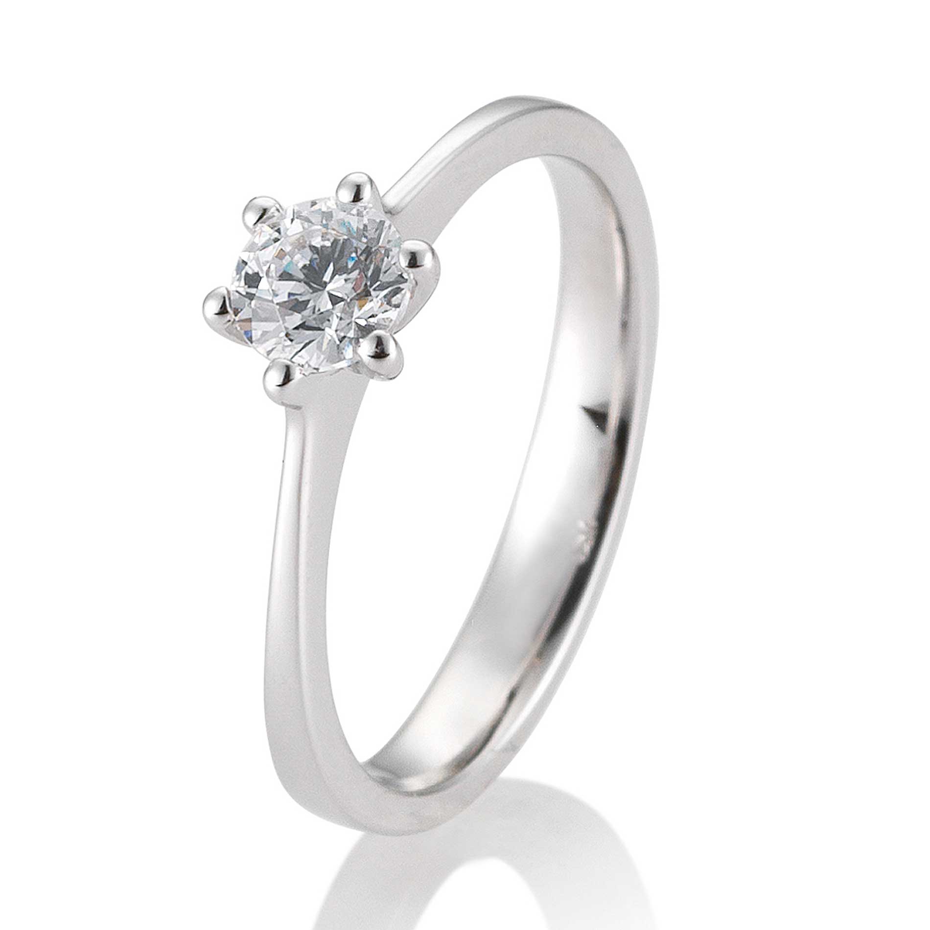Solitaire ring med 6 grabber i hvidguld med en diamant