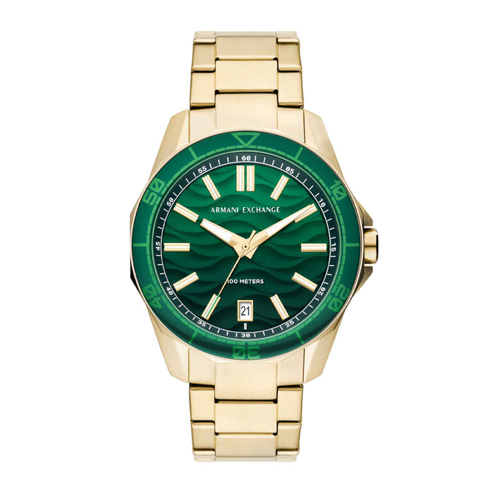 Gyldent ur fra Armani exchange med grøn skive