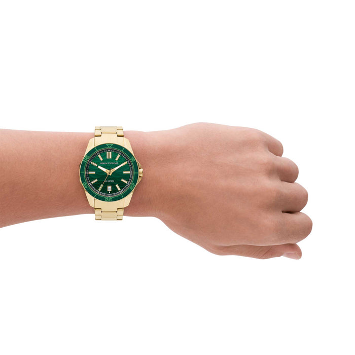 Gyldent ur fra Armani exchange med grøn skive