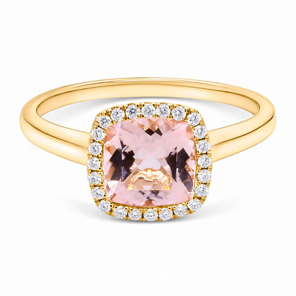 Annasofies morganit ring i 18 karat guld med 0,12 ct hvide diamanter og 1,32 ct rosa morganit