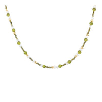 Aqua Dulce Aya Olive halskæde i 14 kt forgyldt sterling sølv med grøn jade, glas og gyldne detaljer