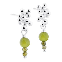 Aqua Dulce Aya Olive øreringe i 925 sterling sølv med grøn jade, glas og dekorative sølvkugler
