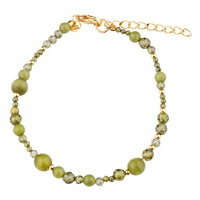 Aqua Dulce Aya Olive Stone armbånd i 14 kt forgyldt sterling sølv med grøn jade og glas