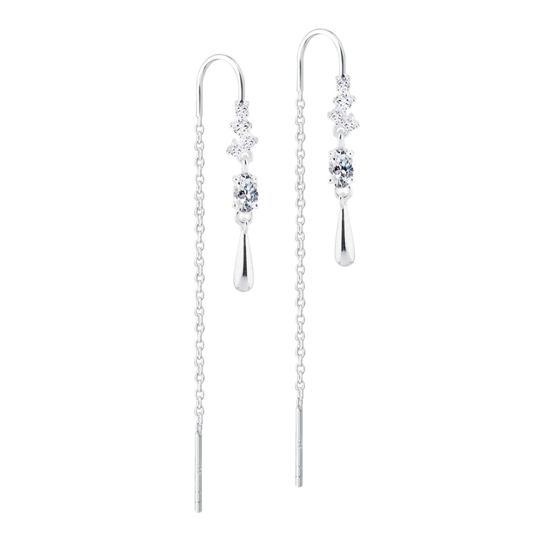 Aqua Dulce Blush Drop Clear Thread øreringe i 925 sterling sølv med klare zirkonia og dråbedetalje