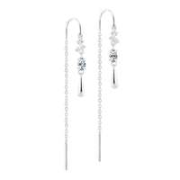 Aqua Dulce Blush Drop Clear Thread øreringe i 925 sterling sølv med klare zirkonia og dråbedetalje