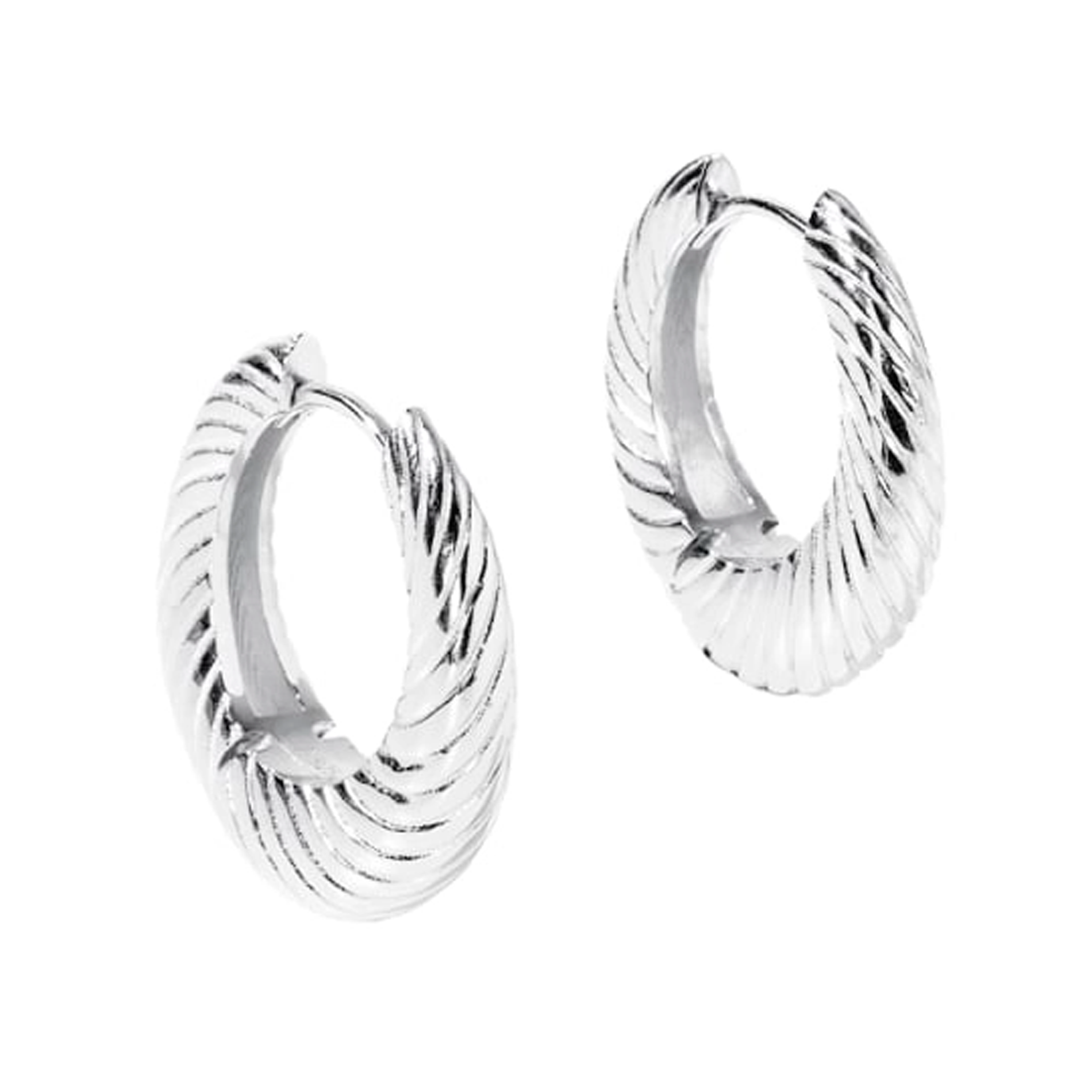 Aqua Dulce Chunky Line store creoler i 925 sterlingsølv med riflet design