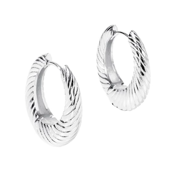 Aqua Dulce Chunky Line store creoler i 925 sterlingsølv med riflet design