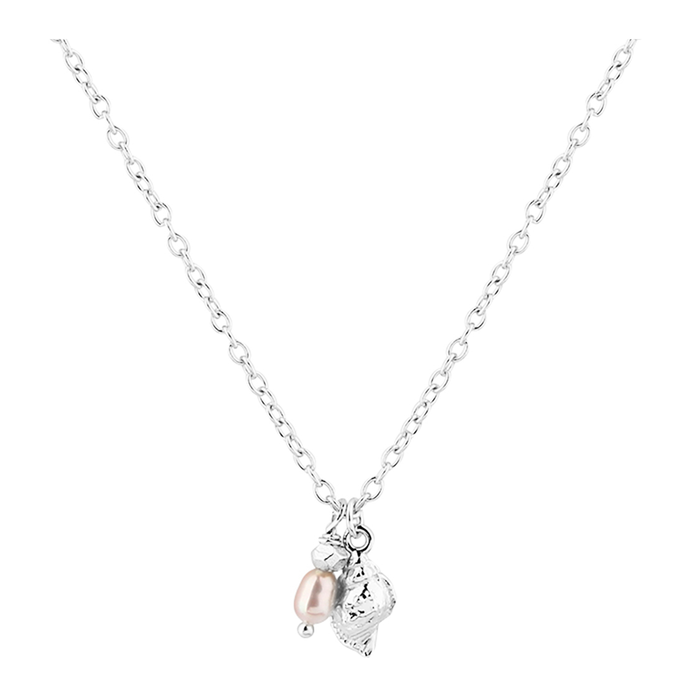 Aqua Dulce Costa Rose halskæde i 925 sterlingsølv med muslingevedhæng og rosafarvet ferskvandsperle.