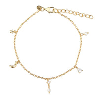 Aqua Dulce Dreamlit armbånd i 14 kt. forgyldt sterling sølv med ferskvandsperler og klar zirkonia
