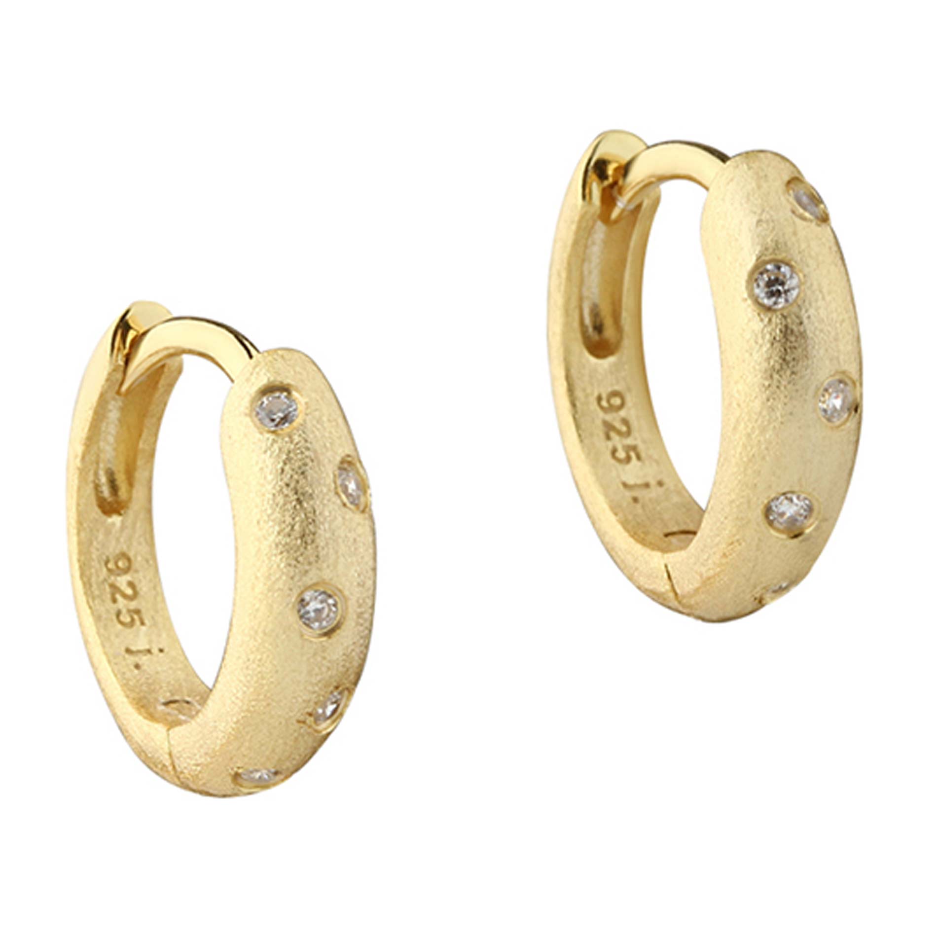 Aqua Dulce Dreamlit Hoop øreringe i 14 kt. forgyldt sterling sølv med klar zirkonia, 12 mm
