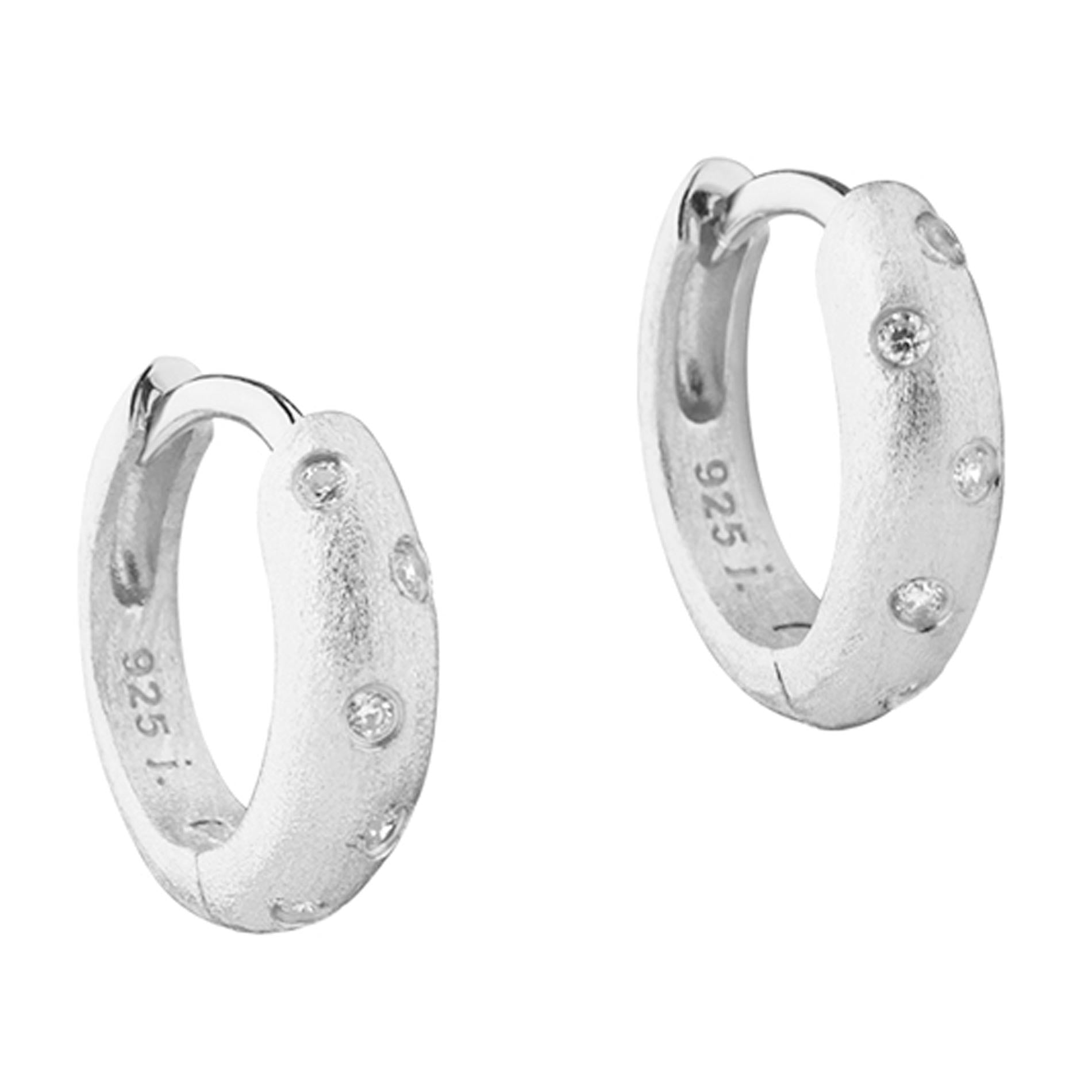 Aqua Dulce Dreamlit Hoop øreringe i sterlingsølv med klar zirkonia, diameter 12 mm