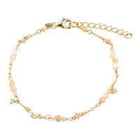 Aqua Dulce Dreamlit Mix armbånd i 14 kt. forgyldt sterling sølv med ferskvandsperler, citrin og klar zirkonia