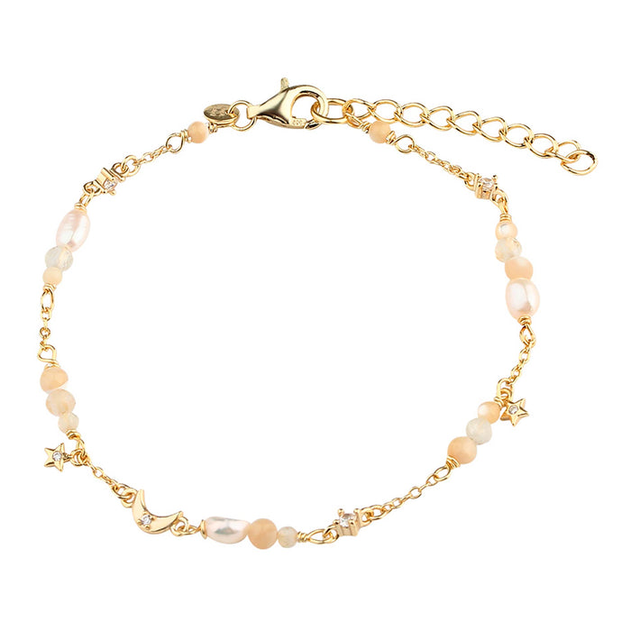 Aqua Dulce Dreamlit Mix armbånd i 14 kt. forgyldt sterling sølv med ferskvandsperler, citrin og klar zirkonia