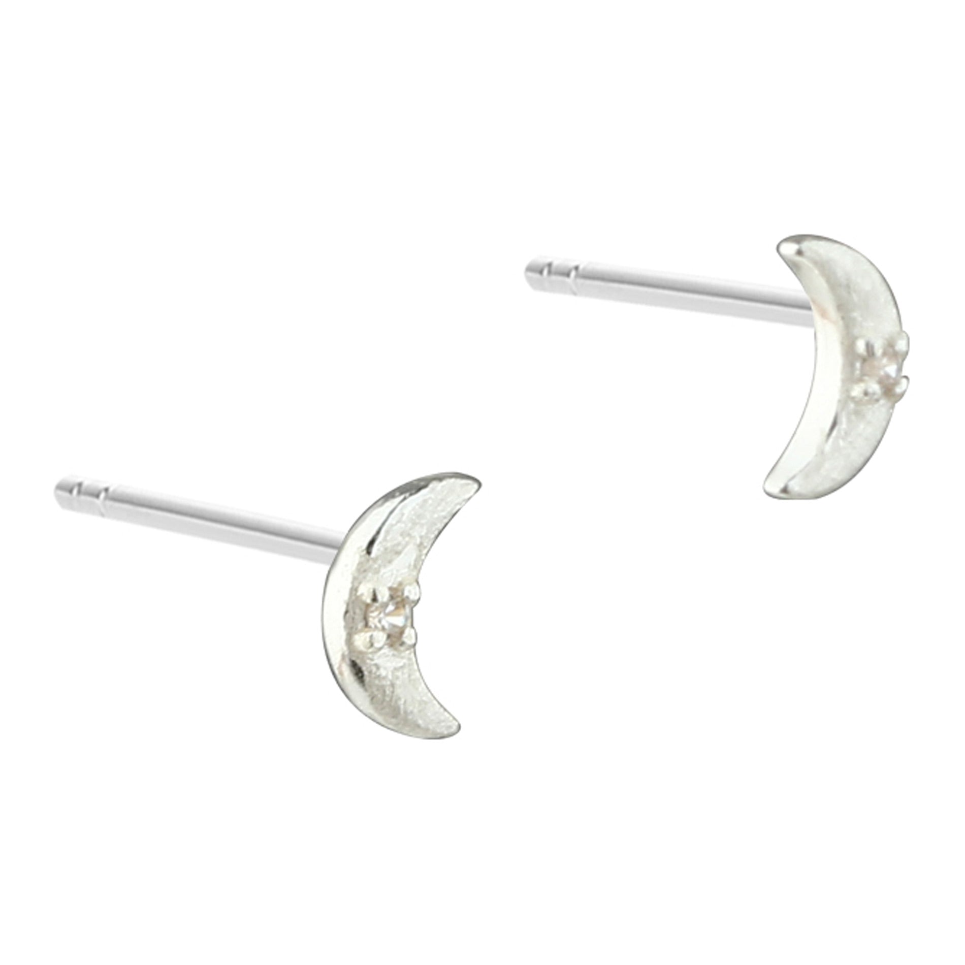 Aqua Dulce Dreamlit Moon ørestikker i sterling sølv med klar zirkonia og måneform