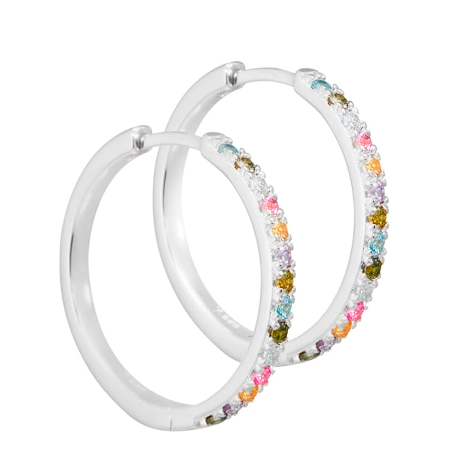 Aqua Dulce Elina Pastel creoler i 925 sterlingsølv med pastelfarvede zirkonia