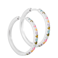 Aqua Dulce Elina Pastel creoler i 925 sterlingsølv med pastelfarvede zirkonia