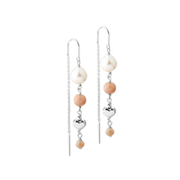 Aqua Dulce Karla Rose Earthread øreringe i 925 sterlingsølv med ferskvandsperler og lyserøde solsten