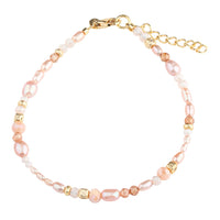 Aqua Dulce Liora armbånd i 14 kt. forgyldt sterling sølv med rosa ferskvandsperler og rosa og hvide zirkonia