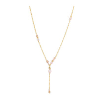 Aqua Dulce Liora halskæde i 14 kt. forgyldt sterling sølv med rosa ferskvandsperler og rosa og hvide zirkonia