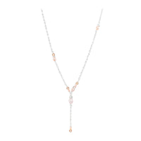 Aqua Dulce Liora halskæde i 925 sterling sølv med rosa ferskvandsperler og rosa og hvide zirkonia