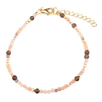 Aqua Dulce Meadow Mix armbånd i forgyldt sølv med ferskenfarvede og brune perler