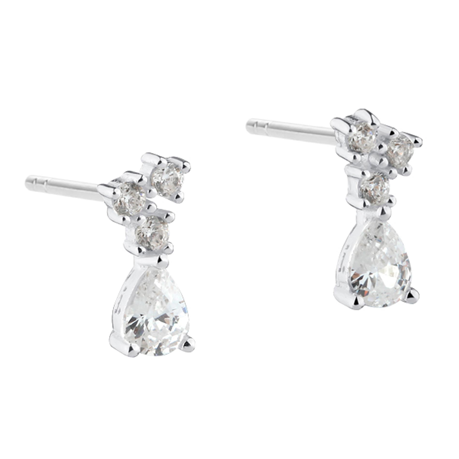 Aqua Dulce New Aura Drop ørestikker i 925 sterling sølv med klare zirkonia og dråbeformet detalje