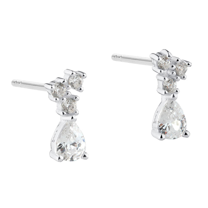 Aqua Dulce New Aura Drop ørestikker i 925 sterling sølv med klare zirkonia og dråbeformet detalje