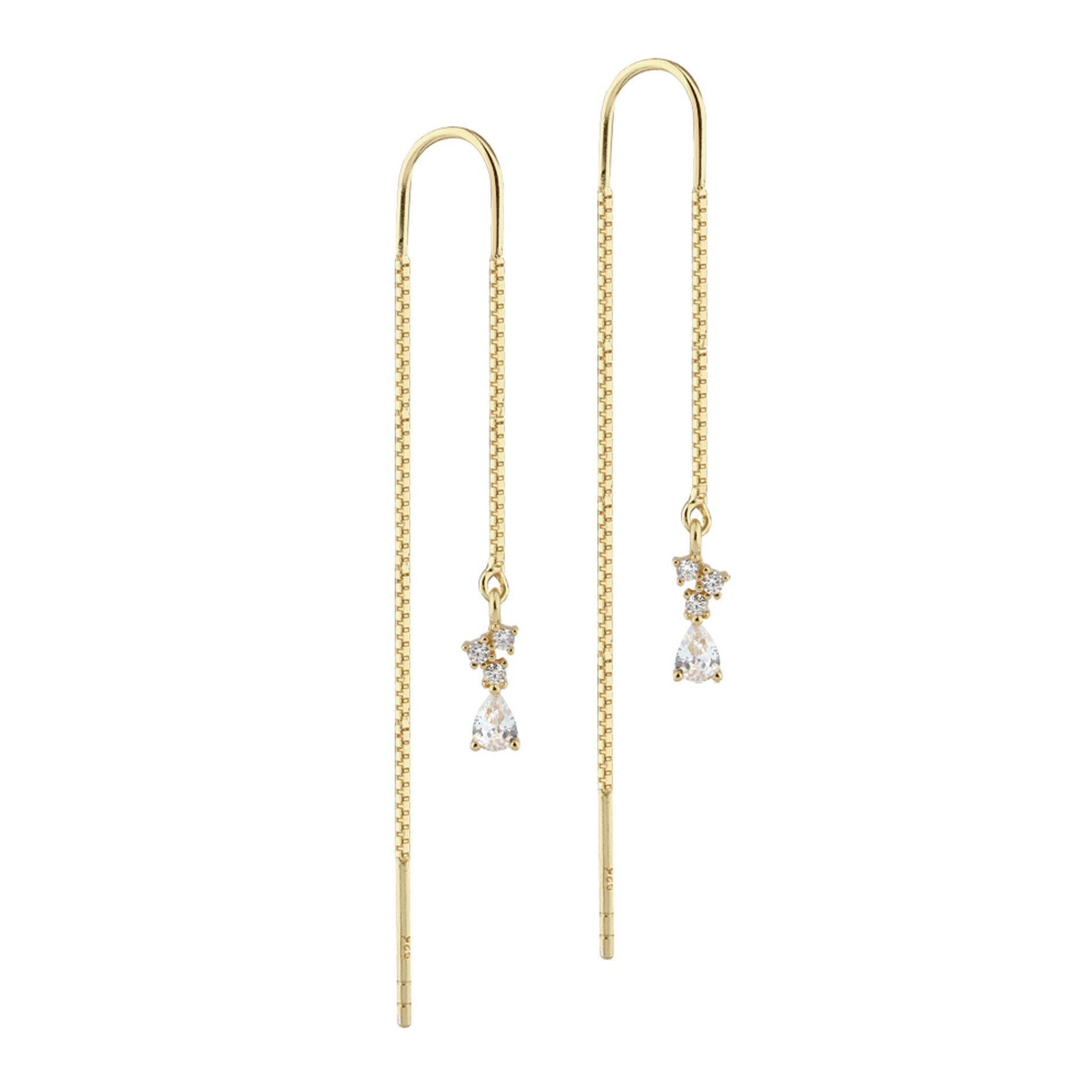 Aqua Dulce New Aura Thread øreringe i 14 kt forgyldt sterling sølv med klare zirkonia