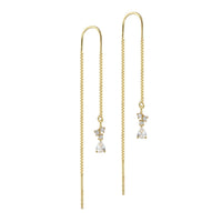 Aqua Dulce New Aura Thread øreringe i 14 kt forgyldt sterling sølv med klare zirkonia