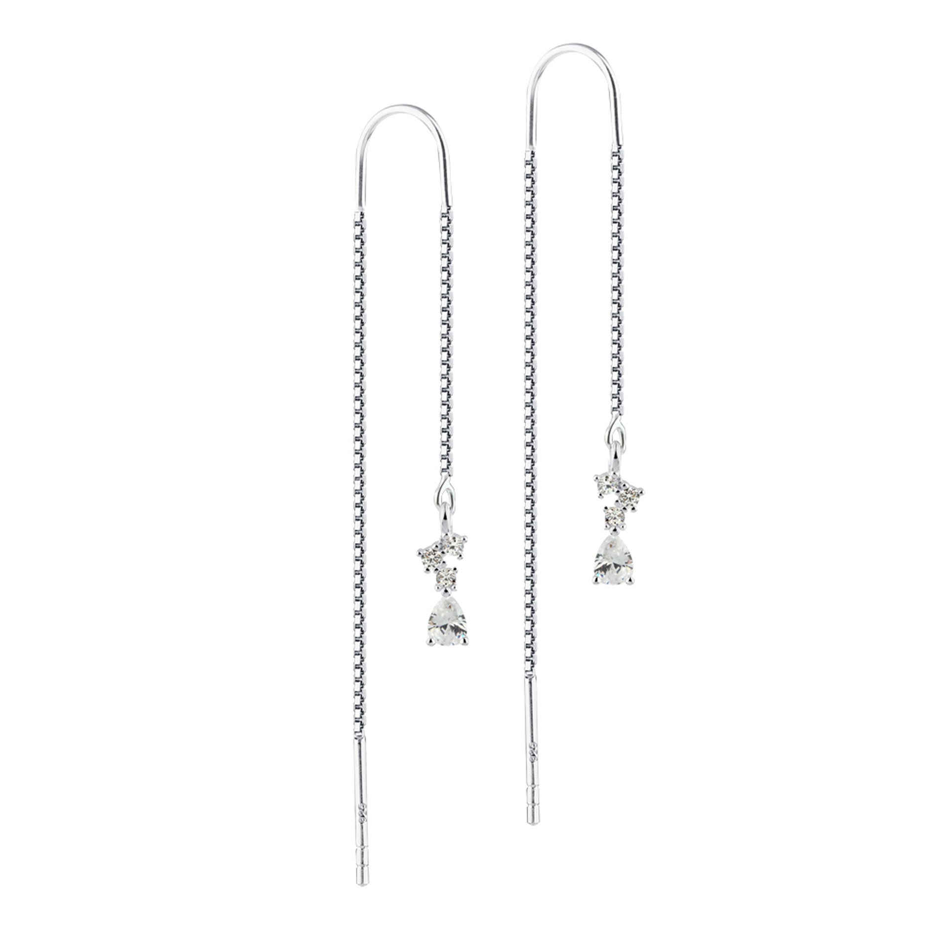 Aqua Dulce New Aura Thread øreringe i 925 sterling sølv med klare zirkonia