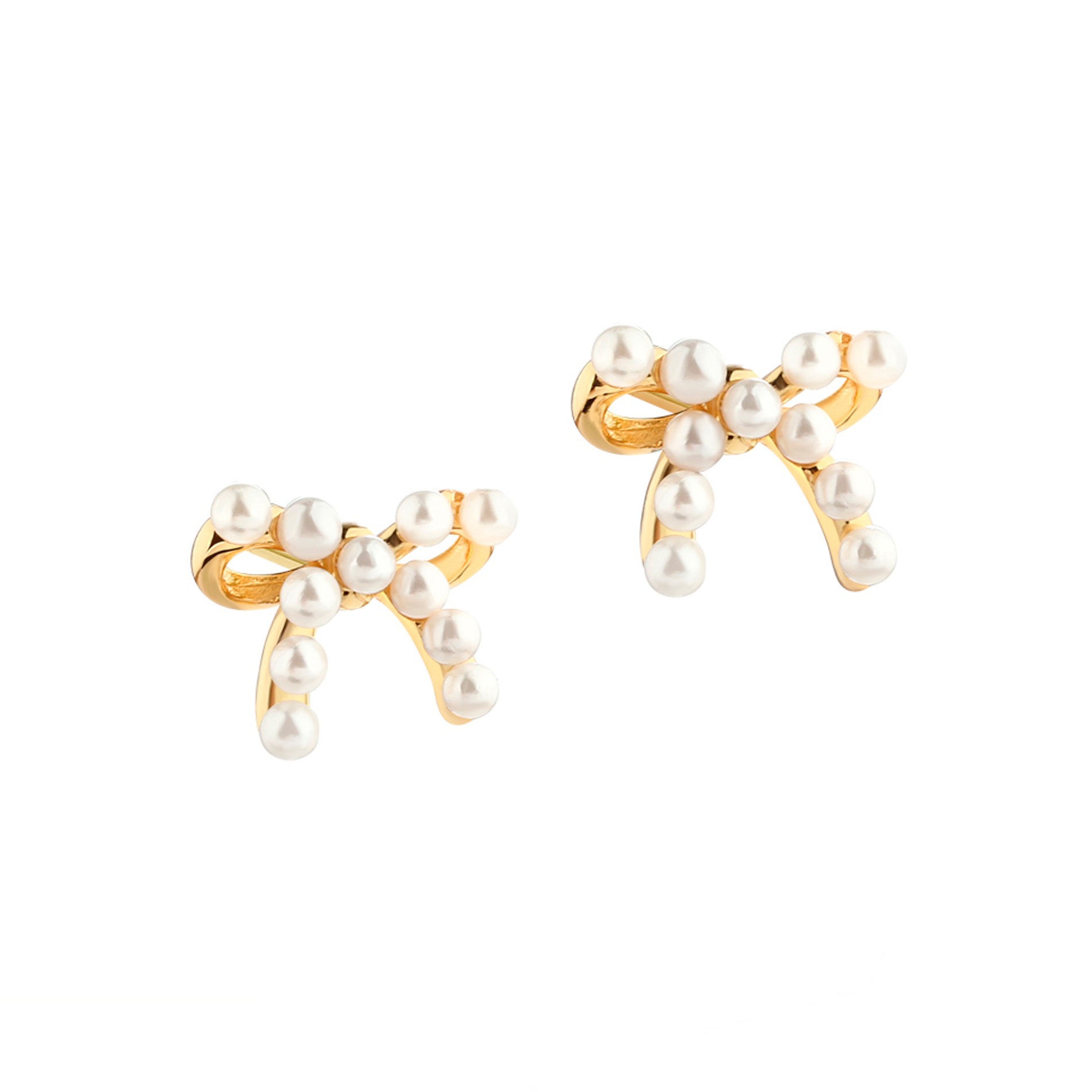 Aqua Dulce Pearly Bow ørestikker i forgyldt 925 sterlingsølv med skalperler formet som sløjfe