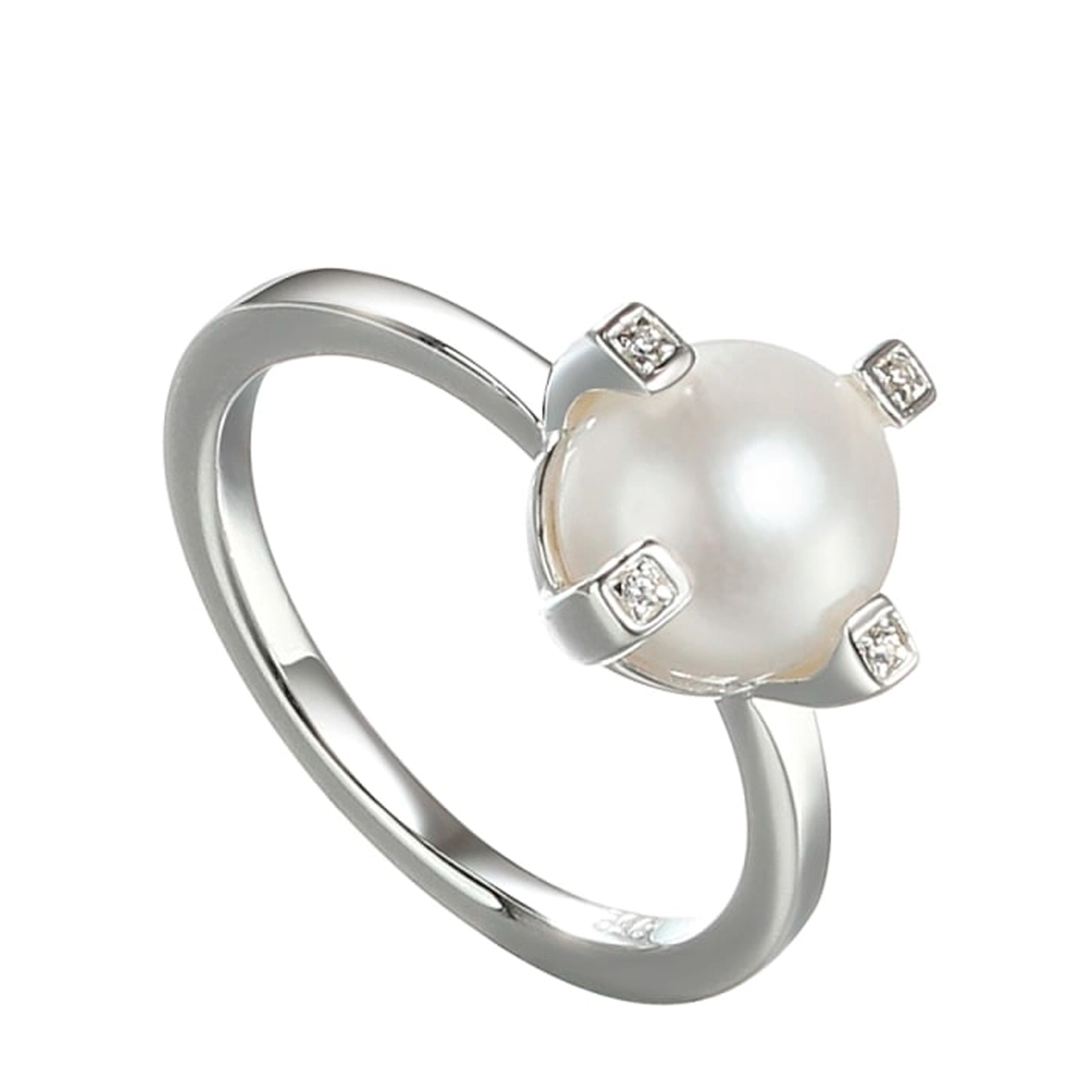 Aqua Dulce Peggy ring i 925 sterlingsølv med ferskvandsperle og zirkonia