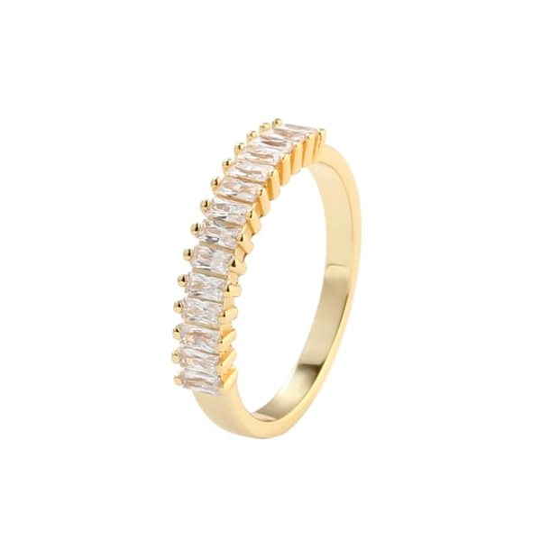 Aqua Dulce Philina ring i forgyldt 925 sterlingsølv med klare zirkonia i række