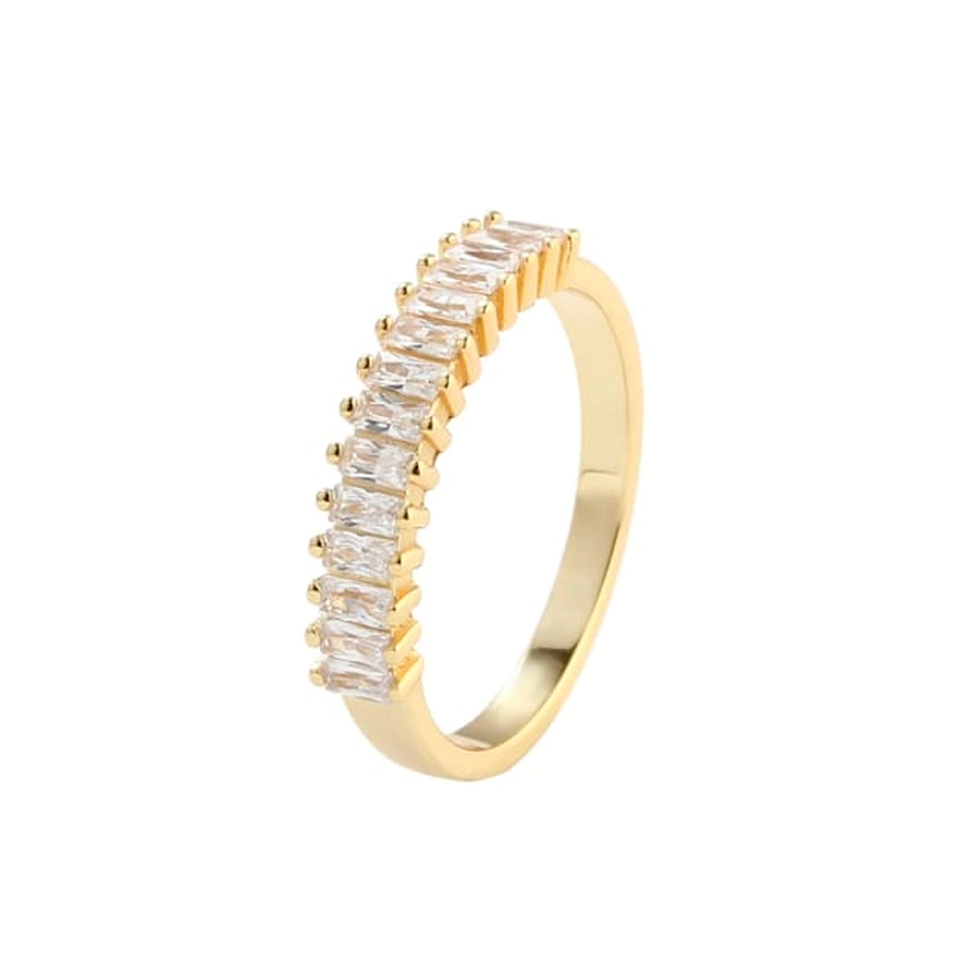 Aqua Dulce Philina ring i forgyldt 925 sterlingsølv med klare zirkonia i række