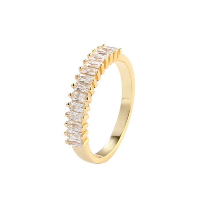 Aqua Dulce Philina ring i forgyldt 925 sterlingsølv med klare zirkonia i række
