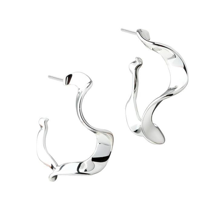 Aqua Dulce Slim Rhumba Large øreringe i 925 sterlingsølv med organisk bølgende design