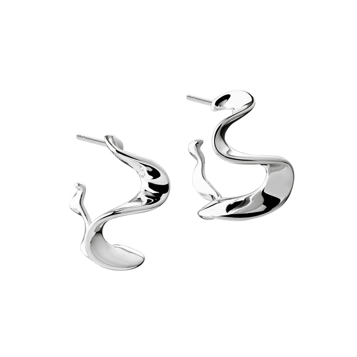 Aqua Dulce Slim Rhumba Small øreringe i 925 sterlingsølv med organisk bølgende design