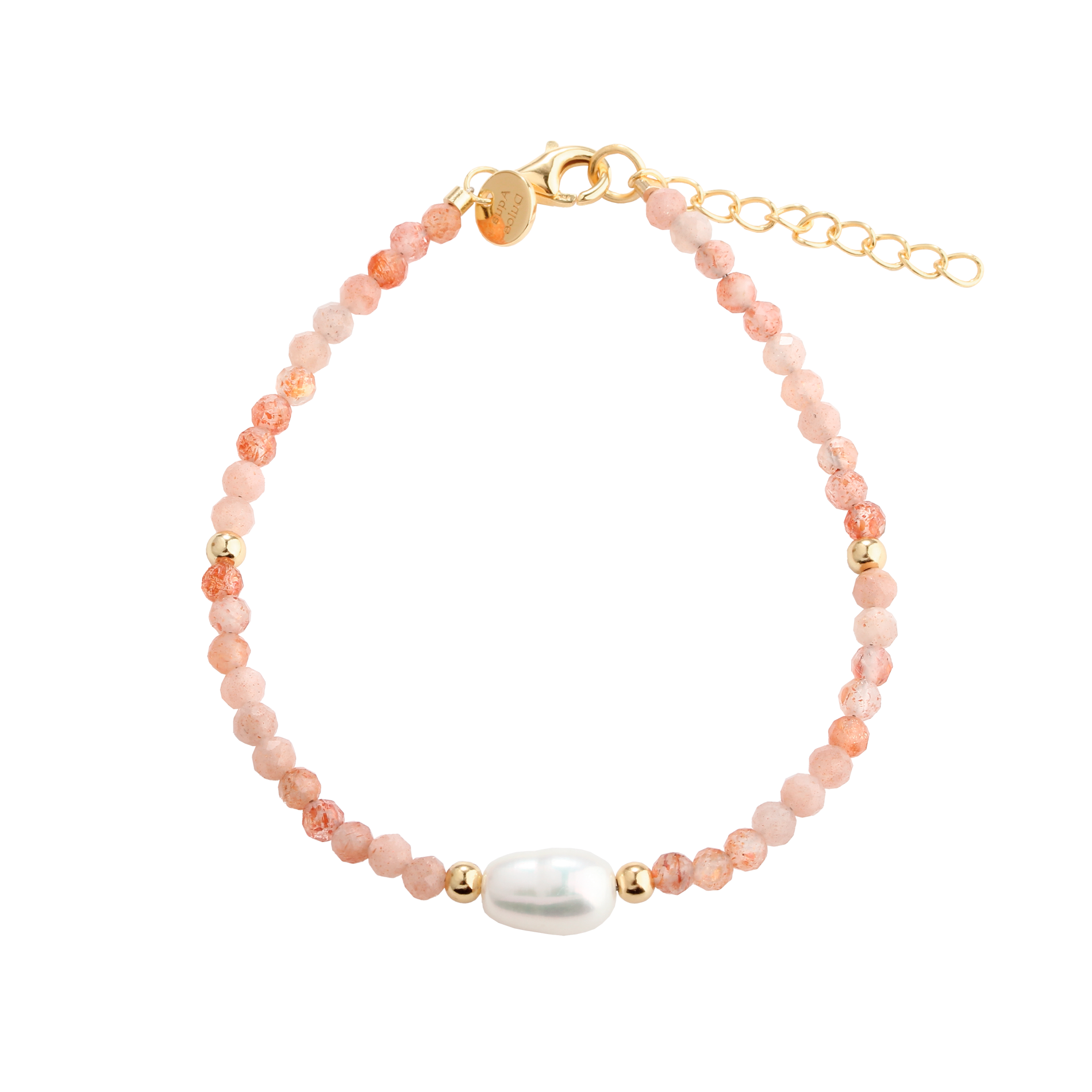 Aqua Dulce Sunella Mix armbånd i forgyldt 925 sterlingsølv med solsten og ferskvandsperle