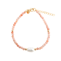 Aqua Dulce Sunella Mix armbånd i forgyldt 925 sterlingsølv med solsten og ferskvandsperle