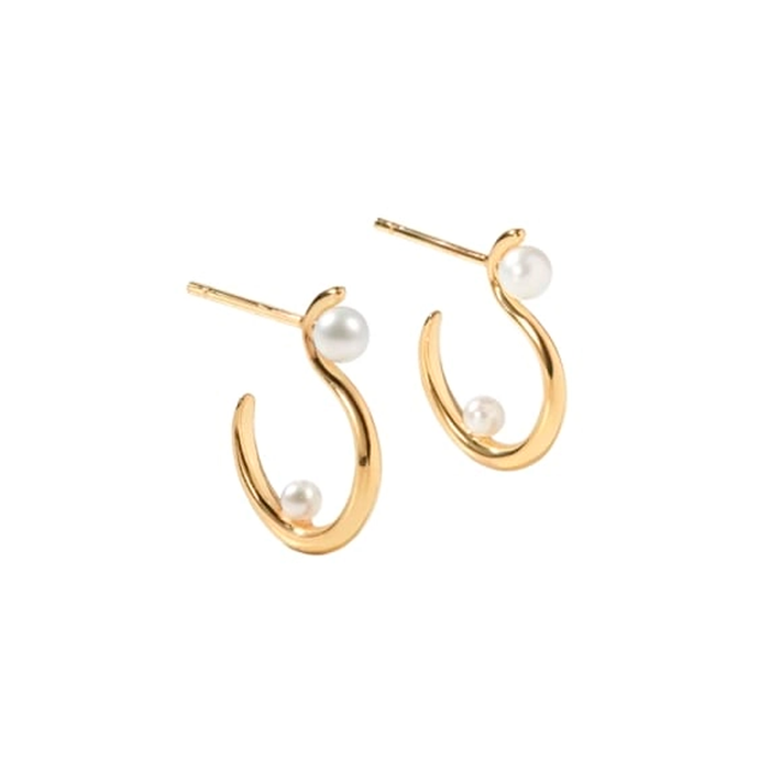 Aqua Dulce Swan perle øreringe i forgyldt 925 sterlingsølv med ferskvandsperler