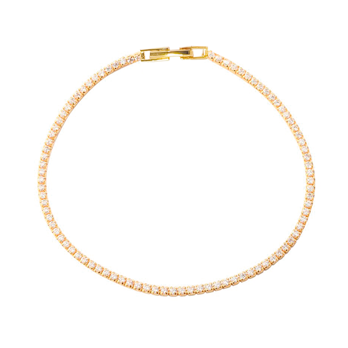 Aqua Dulce Tennis Small armbånd 6724 i forgyldt sølv med CZ sten