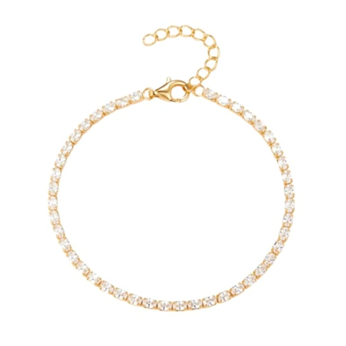 Aqua Dulce Tennis Vintage Oval armbånd i forgyldt 925 sterlingsølv med ovale zirkonia
